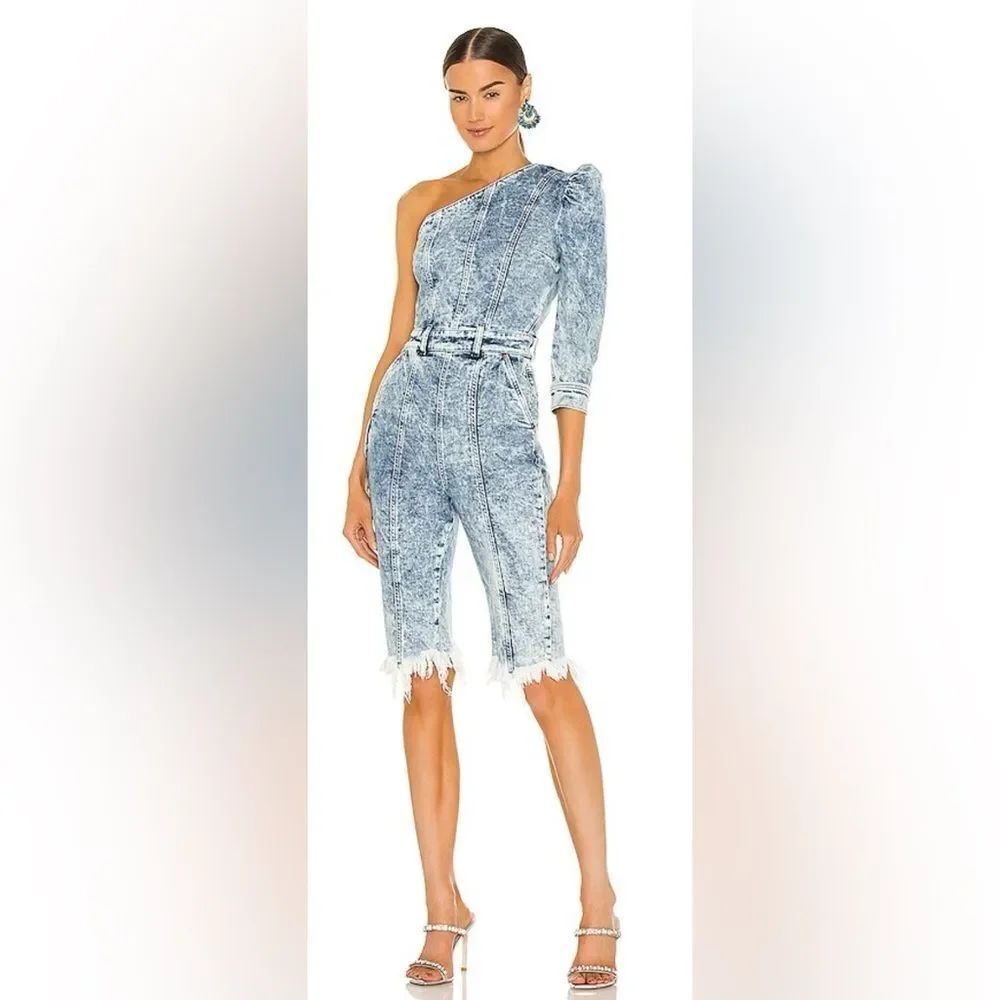 Retrofête One-Shoulder Denim romper, L